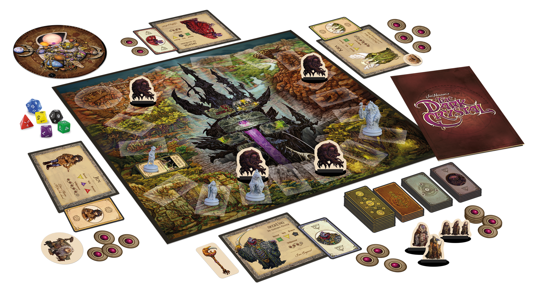 Components of Jim Henson's The Dark Crystal Board Game by River Horse